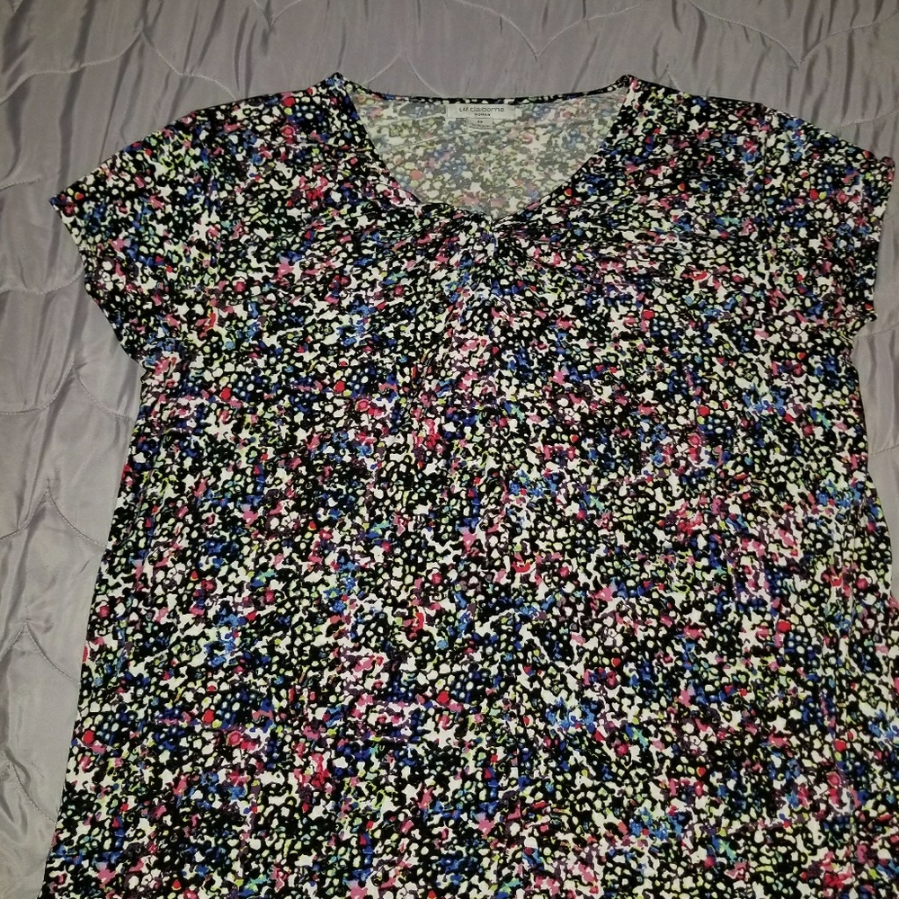 ➕🆕️👒Cap Sleeve Multicolored Print Top👒